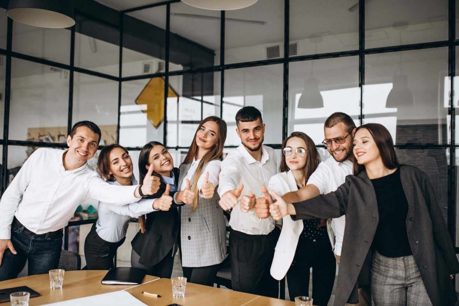 A team of smiling young professionals