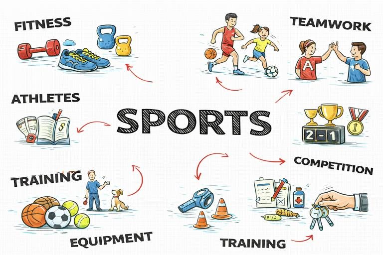 Sports fitness and teamwork illustration